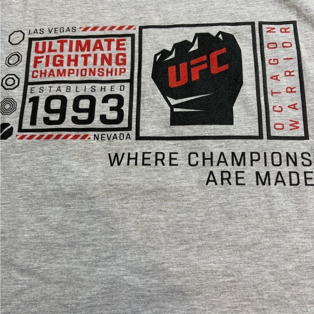 UFC Gray and Red Graphic Tee